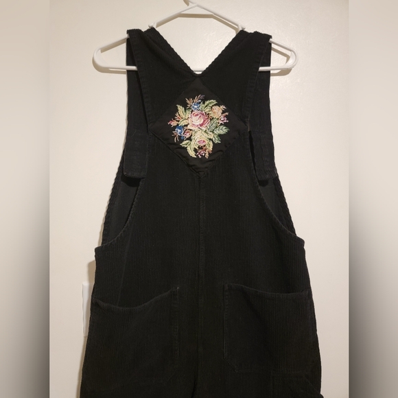 Victorian Trading Co. Embroidered Corduroy Wide Leg Womens Overalls Sz M Y2K 90s - Picture 12 of 13